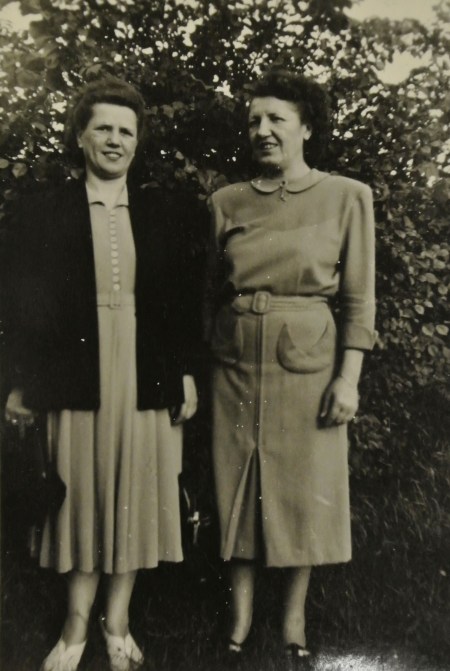 Edith's mother, NAME, (left) and her sister, circa DATE.